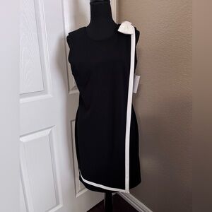 Enfocus Studio Black Dress with White Bow Accent